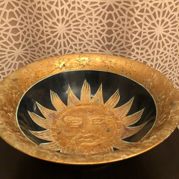 Vintage Large Gold Sun Moon Stars Decorative Bowl - Picture 4 of 15